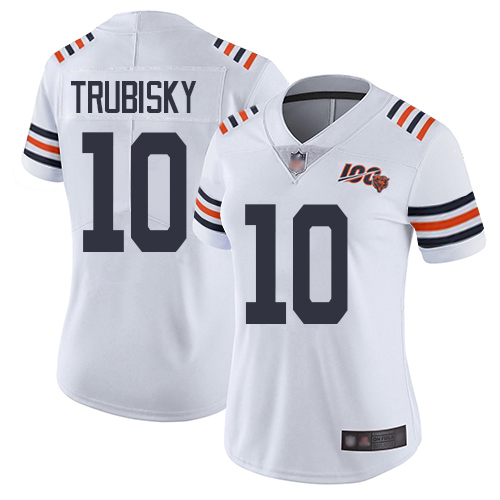 Women Chicago Bears #10 Trubisky White 100th Anniversary Nike Vapor Untouchable Player NFL Jerseys